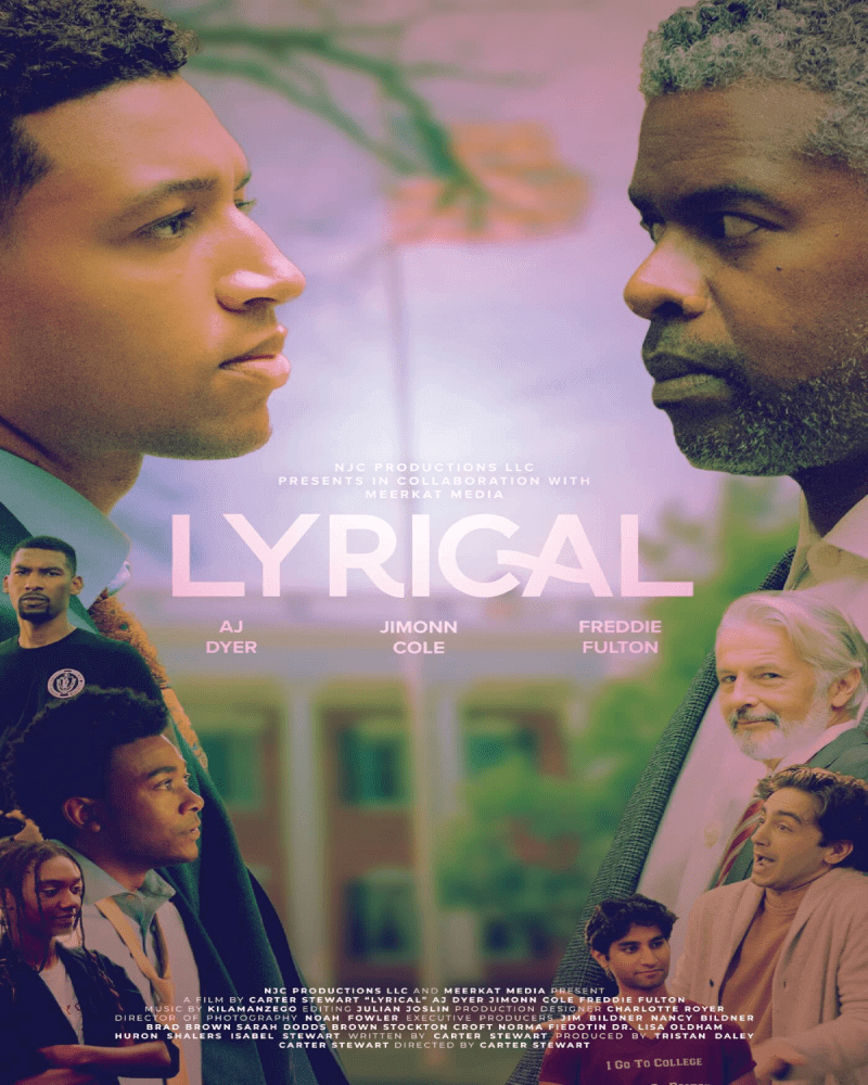 Two men facing each other, "Lyrical" poster.